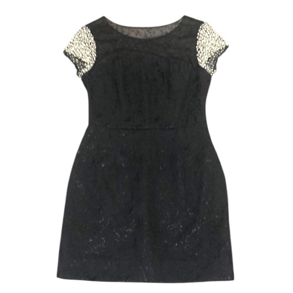 PatBo Dress Size 36 Black Pearl Beaded Sleeve